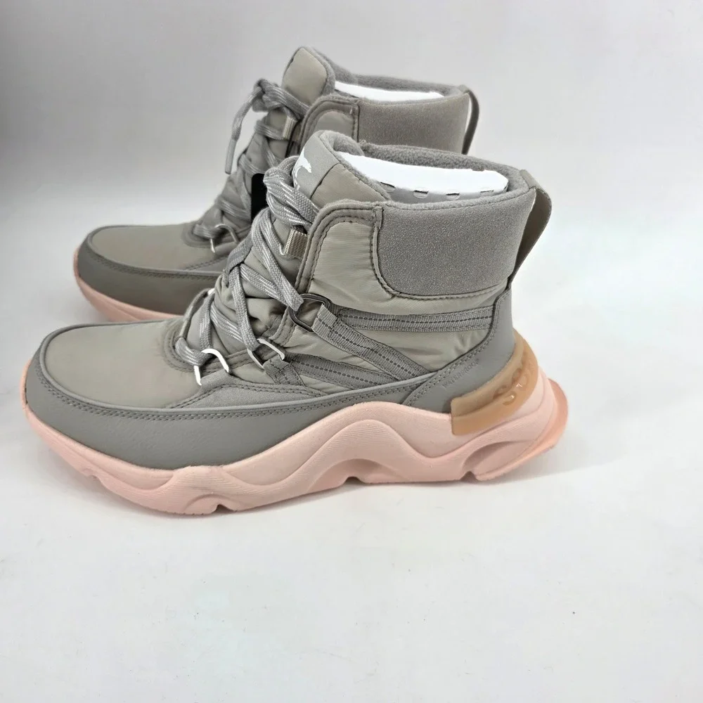 Sorel Womens 9 KINETIC RNEGD SOPRT Insulated Waterproof Boot in Gray-$140